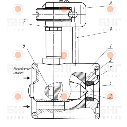 Клапан регулирующий осевого типа DN 400 PN 35 чертеж
