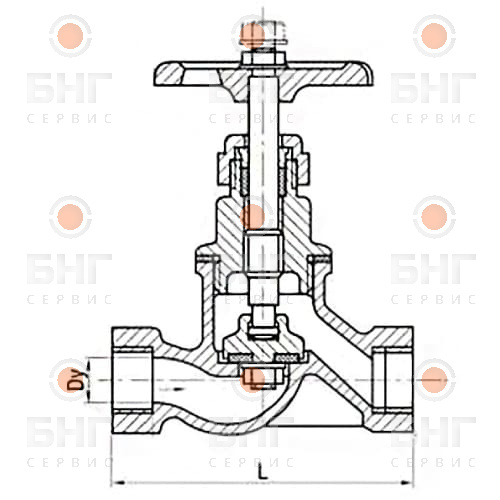 Муфтовый клапан 15нж67бк DN 15 PN 250 чертеж